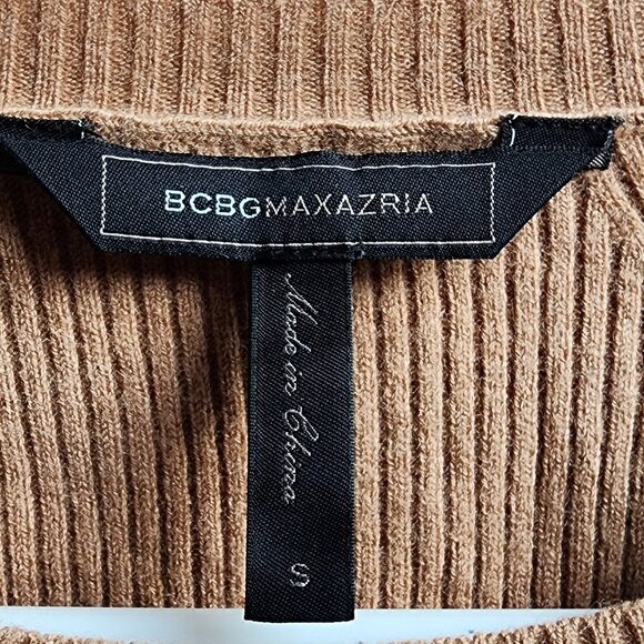 BCBG Camel Ribbed Cold Shoulder Jersey Size Small - Picture 6 of 8
